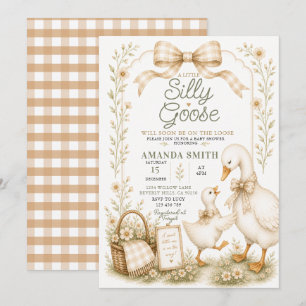 Invitación Ganso tonto de Gingham beige está suelto