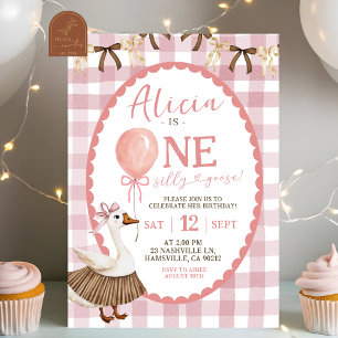 Invitación Ganso tonto rosa dibujado a mano con estilo