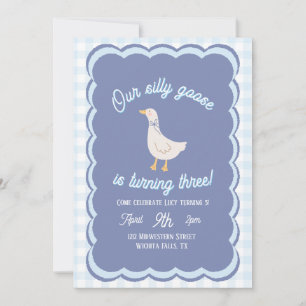Invitación Ganso Tonto Vintage Azul, Cumpleaños de Cualquier