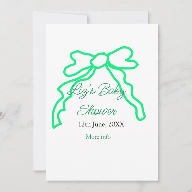 Invitación Garabato verde de la ducha bebé añadir nombre de l (Anverso)