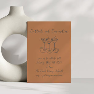Invitación Garabatos manuscritos cócteles conversación otoño