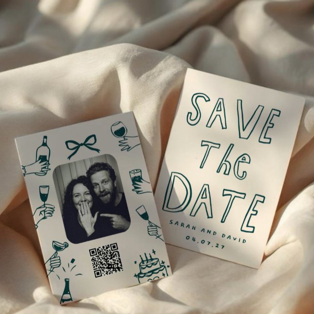 Invitación Garbateo Divertido Garabato Guarda la fecha (Subido por el creador)