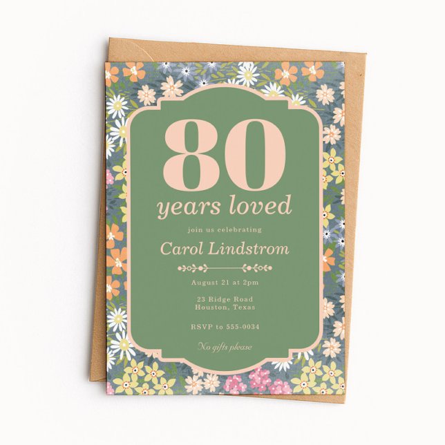 Invitación Garden 80 Years Loved Birthday Party (Subido por el creador)