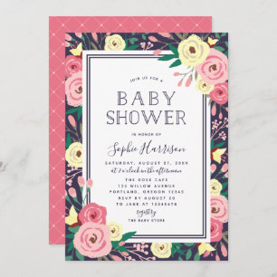 Invitación Garden Blooms Floral Rosa Baby Shower