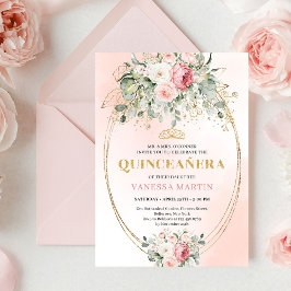 Invitación Garden Blush Pink Boho Quinceañera Floral Invite