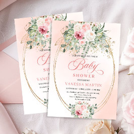 Invitación Garden Boho Blush Roses Girl Baby Shower Invites
