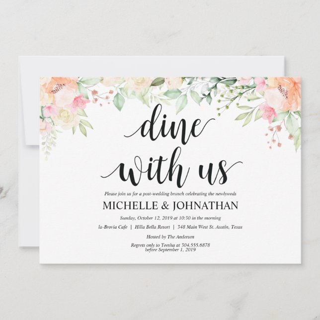 Invitación Garden Elegance Floral Post Boda Brunch Invita (Anverso)