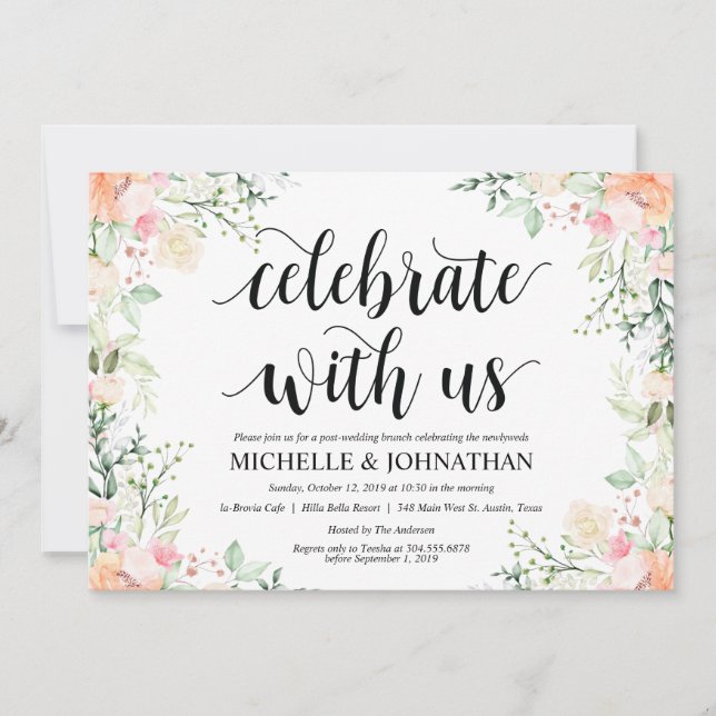 Invitación Garden Elegance Floral Post Boda Brunch Invita (Anverso)