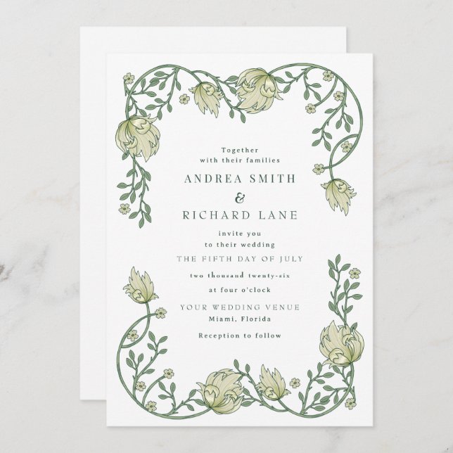 Invitación Garden Fairytale Wedding Invitations (Anverso / Reverso)