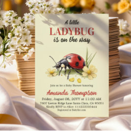 Invitación Garden Floral Yellow A Little Ladybug Baby Shower
