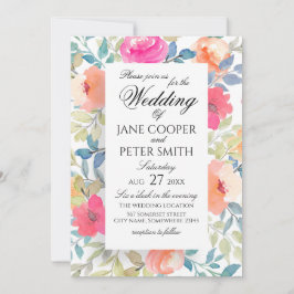 Invitación Garden flowers watercolours Wedding Invitation