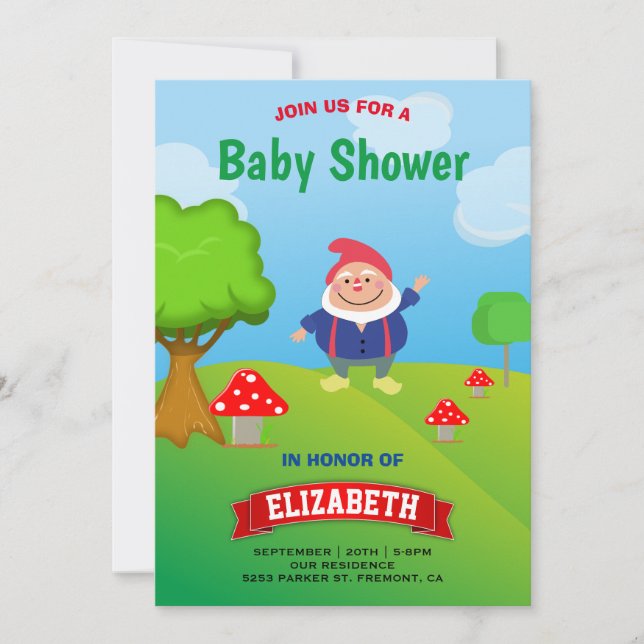 Invitación Garden Gnome Baby Shower (Anverso)