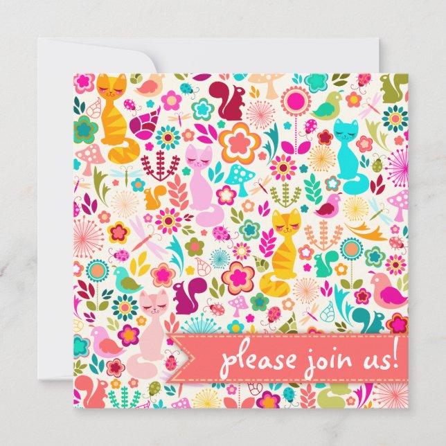 Invitación Garden Kitty (Anverso)