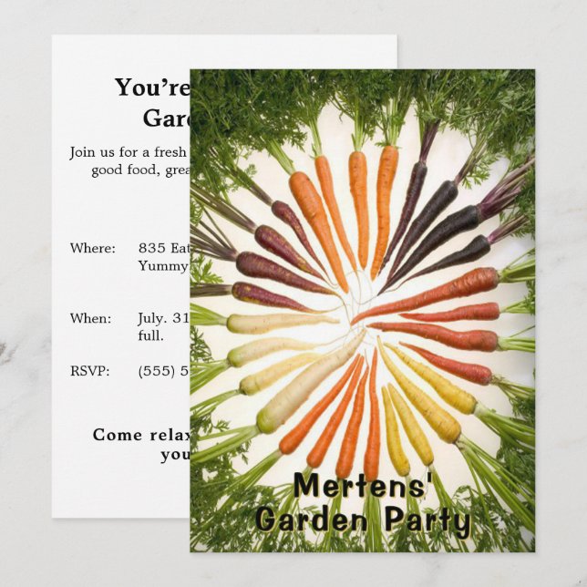 Invitación Garden Party Carrot Rainbow Colorful Custom (Anverso / Reverso)