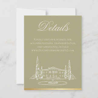 Invitación Garden Party Sage Wedding Invitation Details Card