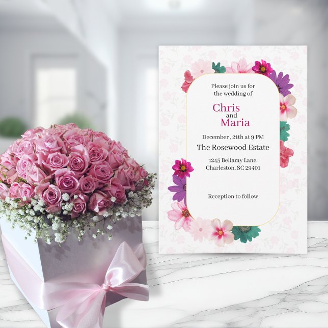 Invitación Garden Romance: Light Pink Floral Wedding (Subido por el creador)