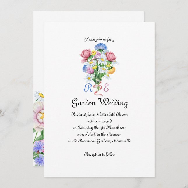 Invitación Garden Spring Wedding (Anverso / Reverso)