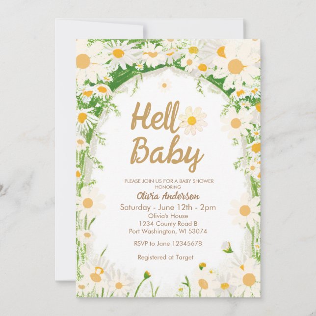 Invitación Garden Summer Daisy Hello Baby Baby Shower (Anverso)