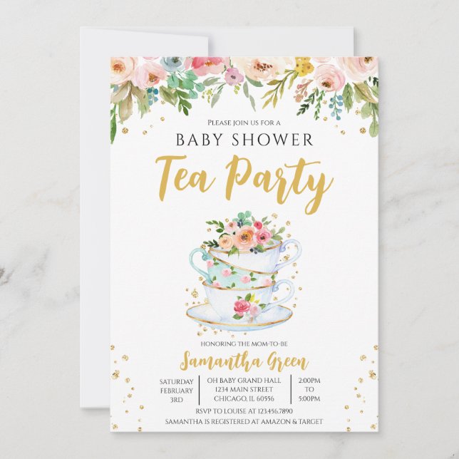 Invitación Garden Tea Fiesta Baby Shower (Anverso)