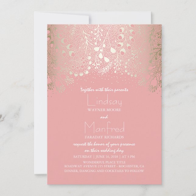 Invitación Garden Wonderland - Boda de Woodland encantado (Anverso)