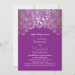 Invitación Garden Wonderland - Boda Woodland Purple Gold