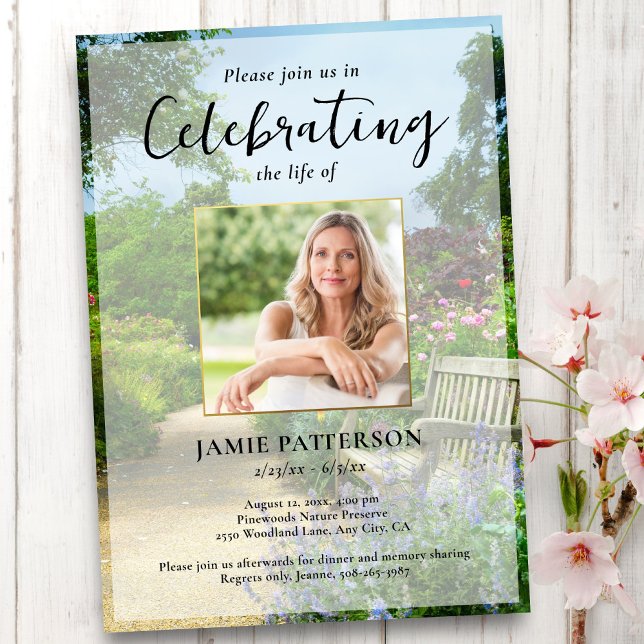 Invitación Gardener, Celebration of Life Custom Photo Funeral (Subido por el creador)