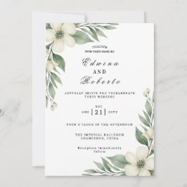 Invitación Gardenia Blanca Rústica y Boda de Eucalipto