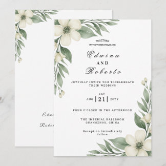 Invitación Gardenia Blanca Rústica y Boda de Eucalipto