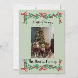 Invitación Garland and Bows Holiday Card