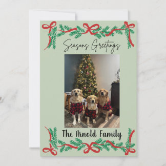 Invitación Garland and Bows Seasons Greetings Card