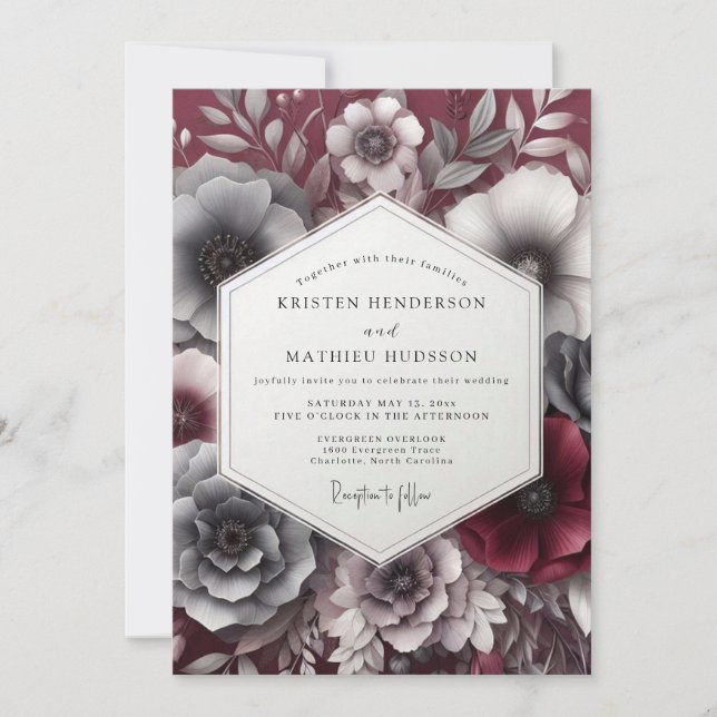 Invitación Garnet Gloaming Posy Wedding (Anverso)