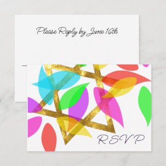 Invitación Gasolina colorida de Bat Mitzvah sobre Star