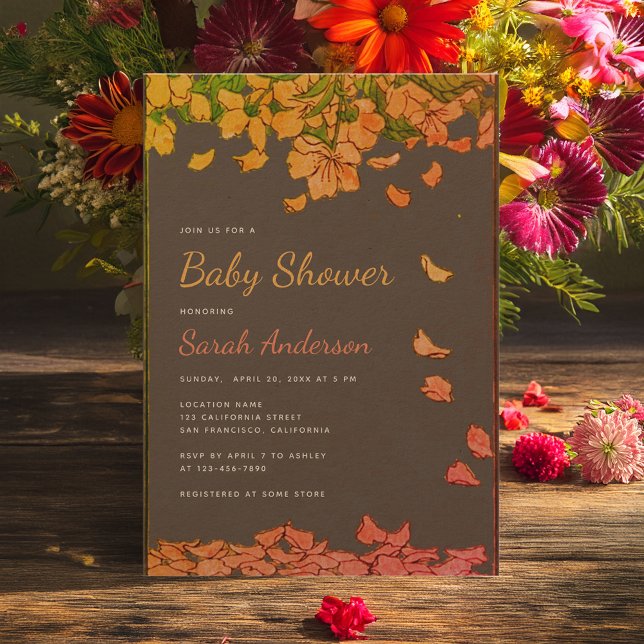 Invitación Gasolina floral de Baby Shower bebe en flor rústic (Subido por el creador)