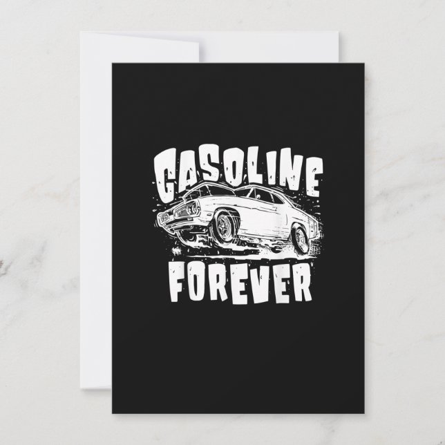 Invitación Gasoline Forever Funny Gas Cars Tees (Anverso)