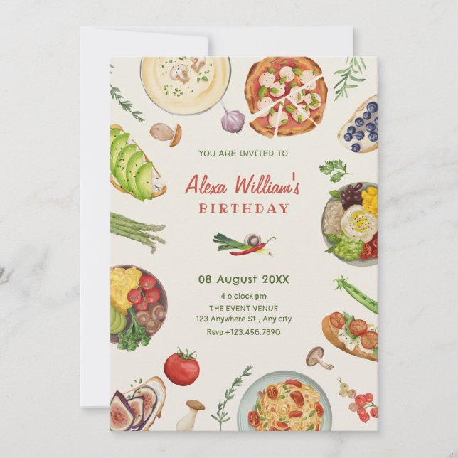 Invitación Gastronomía culinaria (Anverso)