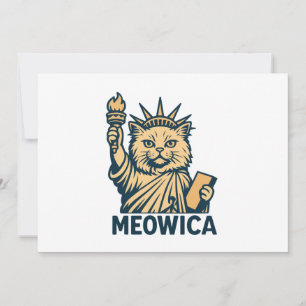 Invitación Gata Libertad Meowica Felina Patriótica Libertad