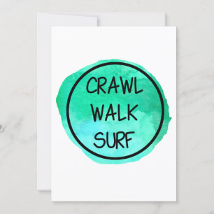 Invitación Gatear Caminar Surf con Diseño Verde