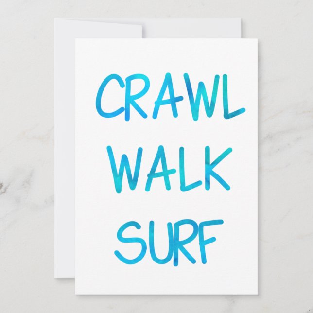 Invitación Gatear Caminar Surf con Fuente Azul (Anverso)