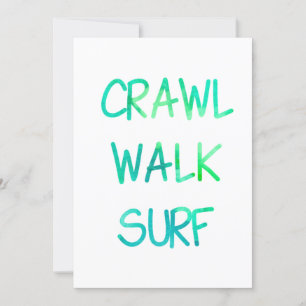 Invitación Gatear Caminar Surf con Fuente Verde