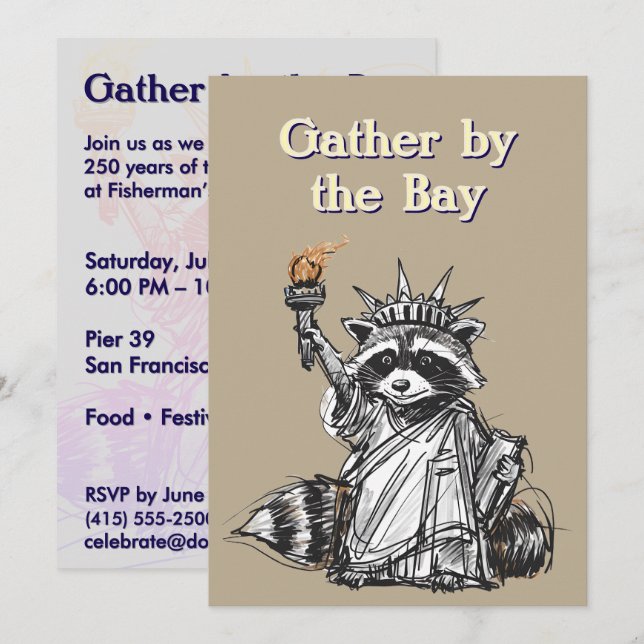 Invitación Gather by the Bay Liberty 250 Celebration (Anverso / Reverso)