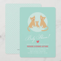 Gatita Familia Mint Parejas Baby Shower Invitan a 