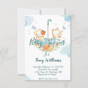 Invitación Gatito adorable y cachorro