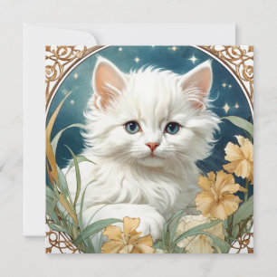 Invitación Gatito Art Nouveau de Alphonse Mucha