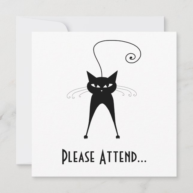 Invitación Gatito banal negro 6 (Anverso)