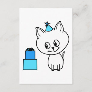 Invitación Gatito blanco lindo en un sombrero azul del