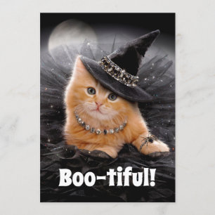 Invitación Gatito Brujo Glamuroso