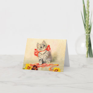 Invitación Gatito con cinta roja
