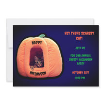 Gatito espeluznante de calabaza morado y Naranja