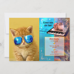 Invitación Gatito genial con gafas de sol