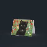 Invitación Gatito Gustav Klimt<br><div class="desc">Tarjeta con un gatito de Gustav Klimt! Este gatito negro lleva un collar de plata y se sienta en un campo de flores rojas,  azules,  blancas y amarillas. Un regalo maravilloso para los amantes de los gatos y los entusiastas del arte austriaco!</div>
